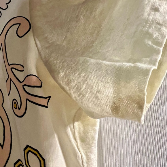 Tory Burch Cream Silk and Linen T-Shirt Size M - Picture 5 of 8